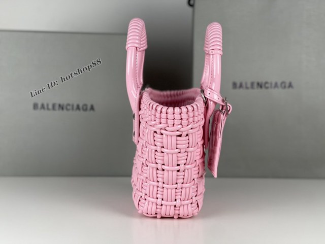 Balenciaga專櫃爆款漆面人造皮革編織敞口托特包 巴黎世家小號Bistro菜籃子包 款號：080808 fyj1279